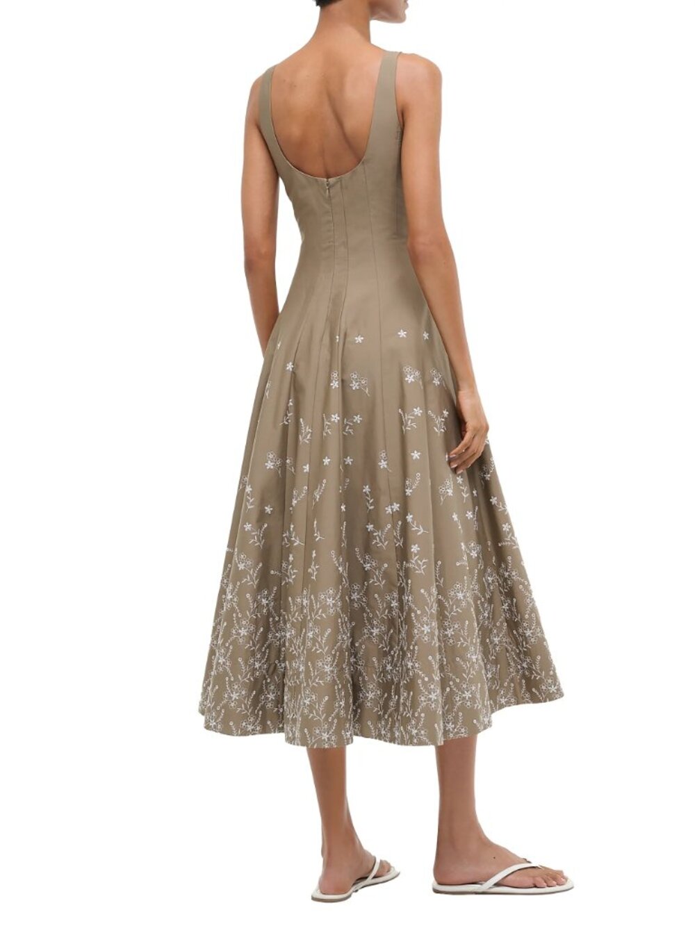 Staud  Wells Embroidered Cotton Poplin Fit & Flare Midi-Dress New With Tags - Picture 10 of 11